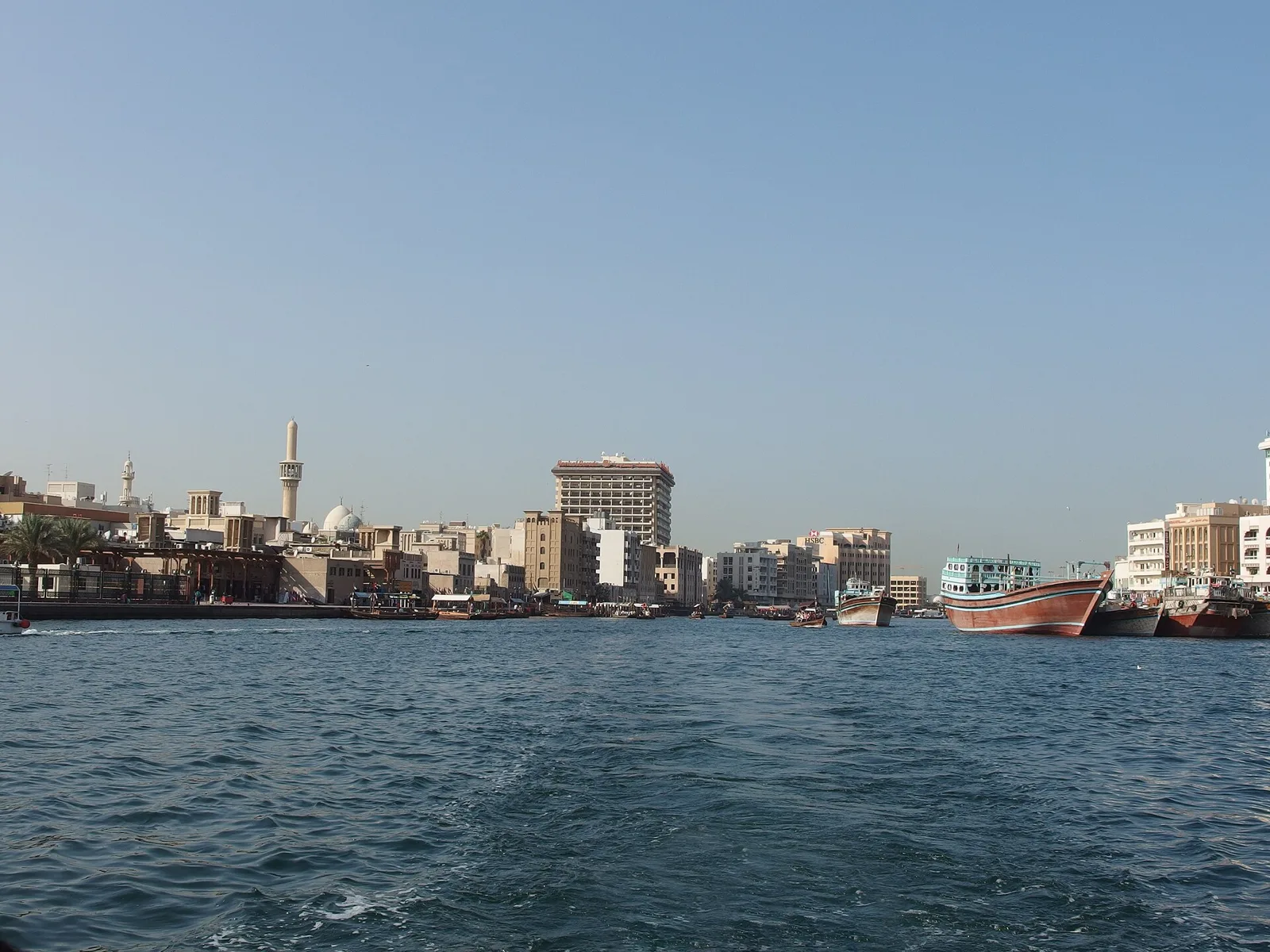 View across Dubai Creek towards Deira from an abra boat